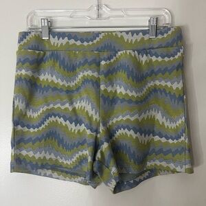 Urban Outfitters Blue Green Bold Chevron 70’s Print Athletic Biker Gym Shorts